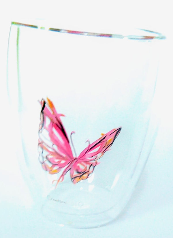 Creano Doppelwand Glass " Schmetterling"  Rot